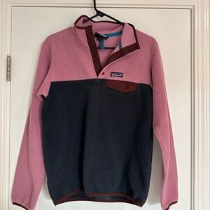 Patagonia Women’s S Pink and Navy Synchilla Fleece Pullover